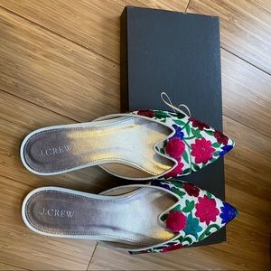 J. Crew US 37 Embroidered Floral Slip on Mule\Clog